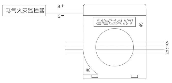 J-SCM41(160)剩余電流式<a href=http://sqsdw.com/dianqihuozai/ target=_blank class=infotextkey>電氣火災(zāi)監(jiān)控</a>探測器接線圖